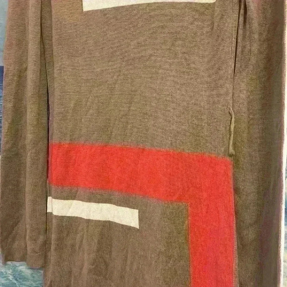 Evolution by Cyrus Geometric Tan Orange and White Knee Length Dress - Picture 4 of 17